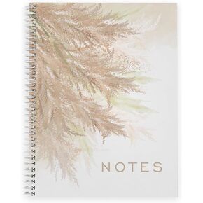 Pampas Grass Spiral Notebook / 8.5" x 11" Botanical Journal / 120 College Ruled Pages/Durable Gloss Laminated Softcover/White Wire-o Spiral/Made in USA