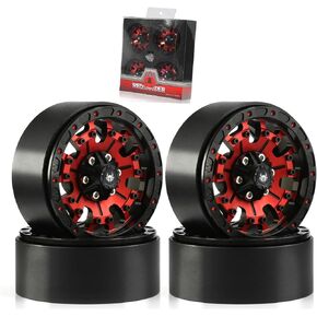 1.9 Beadlock Wheels aluminium alloy，1.9 Wheels Three color and style options available for 1:10 RC Crawler Axial SCX10 SCX10 II TRX4 RC4WD D90（4pcs） (Black＆Gold)