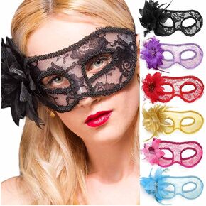 Formery 6 Pcs Lace Masquerade Mask for Women Half Venetian Masks for Prom Ball Halloween Mardi Gras Venetian Costume Accessory