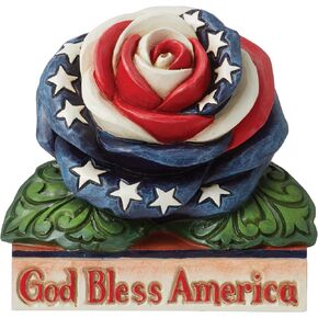 Enesco Jim Shore Heartwood Creek Gnome Patriotic Rose Miniature Figurine- Resin Hand Painted Collectible 4th of July Decorative USA Mini Figurines Home Decor Shelf Statue Office Desk Gift, 2.8 Inch
