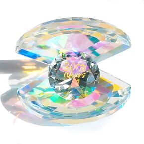 YWHL 25th Wedding Anniversary Crystal Shell Figurine Gifts for Couples, Romantic 25 Years Anniversary Marriage Pearl Gifts for Wife Husband, 25th Anniversary Decorations