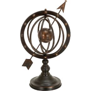 Deco 79 Glass Compass Armillary Globe, 10" x 7" x 17", Brown