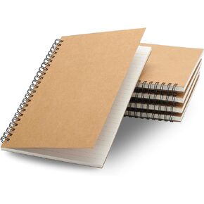 TWONE Notebook, College Ruled Spiral Notebook with Kraft Brown Soft Cover for Note Taking, Home, School, 100 Pages 50 Sheets Notebook, 5-1/2x8-1/4 Inches (12 Notebooks)