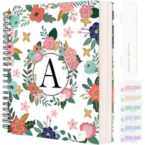 Hardcover Spiral Notebook Journal 8.5" x 11", 300 Pages Journals for Women Men, A4 Large College Ruled Notebooks, Cute Floral Letter Spiral Journal for Writing, Work, Business, School (8.5" x 11" A4, A)