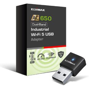 EDiMAX Wi-Fi 5 802.11ac محول USB للشبكات اللاسلكية ثنائي النطاق من الدرجة الصناعية AC650 لأجهزة الكمبيوتر والأنظمة المدمجة، Windows، Linux، تحمل درجات الحرارة القصوى -4F إلى 167F، IEW-7811UTC in Kuwait
