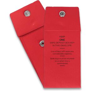 BankSupplies Stock Key Envelopes | Compact Red Safe Deposit Envelope | Pack of 250 | 2-1/4W x 3-1/2H | Re-Closable Snap Lock Fastener | Durable Construction