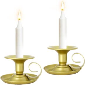 Vintage Iron Taper Candle Holders, Set of 2 Classic Black Candlestick Stand for Elegant Table Decor, Ideal for Parties, Weddings, and Home Lighting.