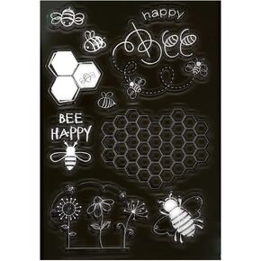 Flowers Bee Happy Honeycomb Background Clear Stamps for Card Making Decoration and DIY Scrapbooking 3020932