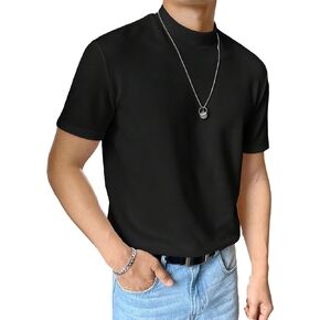 Verdusa Men's Basic Tee Tops Mock Neck Short Sleeve Pullover T Shirt