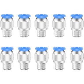 8mm Push to Connect Fittings,CEKER 8mm to 1/4 Inch NPT Male Thread Pneumatic Fitting Air Line Quick Connect Fittings Air Hose Fittings for 3D Printer 10Packs