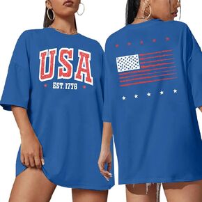 USA Shirt American Flag Shirts : Women 4th of July T-Shirt Oversized Patriotic Shirts Casual America Flag Print Tee Tops