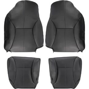 AUTOKAY 4 Pcs Both Side Leather Seat Cover Black and Driver and Passenger Bottom Leather Seat Cover for Dodge Ram 1500 2500 3500 SLT 1998-2002