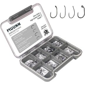 160pcs Fly Tying Hooks Barbless Assortment 10# ~16# Dry Wet Curved Nymph Caddies Flies Wide Gape Jig Nymph Hooks Fly Tying