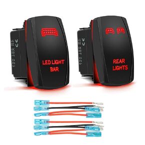 Blue LED Light Bar + Rear Lights Toggle Rocker Switches Compatible for Car Truck ATV UTV Polaris Ranger RZR Turbo Can Am Commander SXS 4X4 (Combo Package)
