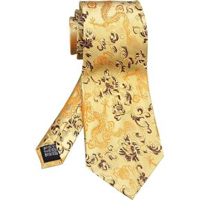 الرجال التنين التعادل الفاوانيا التطريز المنسوجة الزفاف الرسمي الحرير ربطات العنق هدية 3.54" in Kuwait