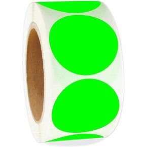 2 Inch Color-Code Labels Round Circle Stickers for Color Coding - Fluorescent Green Inventory Labels Moving Stickers for Labeling Warehouse Classroom Office Food Service and Medical 500 Pcs