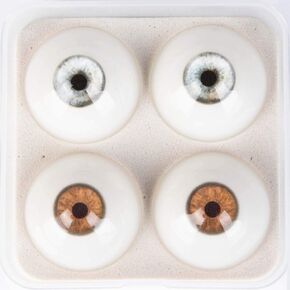 2Pairs of Halloween Scary Eyeballs, Silicone TPE Dolls Eyes,32mm Half Round Acrylic Doll Bear Craft Resin Eyeballs(Light Brown+Light Gray)
