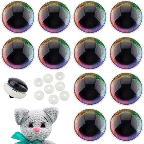 PH PandaHall 8 Sets 35mm Glitter Safety Eyes for Amigurumi, Animal Eyes Craft Crochet Eyes with Washers and PU Ring Glitter for Teddy Bear, Amigurumi Craft, Puppet, Plush Animal Making