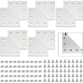 10pcs Aluminum T Shape Joining Plate Kit for 2020 Aluminum Profile(with 50pcs M5x8 Hex Screw and 50pcs T nut)
