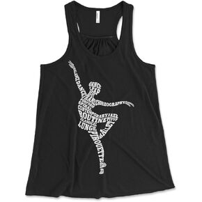 Threadrock Big Girls' Dance Ballerina Typography Racerback Tank Top