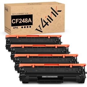 v4ink 4PK Compatible 48A Toner Cartridge Replacement for HP 48A CF248A Toner Cartridge Black Ink for use in HP Pro M15w M15a M16w M16a MFP M29w M29a M28w M28a Printer