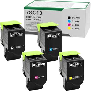 78C10 Compatible Toner Cartridge Replacement for Lexmark CS421 CX522 CX622 CS521 CX421 CX521 CS522 CX625 Printer (4 Pack)
