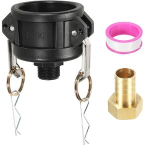 PATIKIL IBC Tote Adapter 2" Cam Lock to 20mm Brass Barb Fitting, 275-330 Gallon Drain Adapter Fitting for Tank Garden Watering Hose