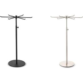Rotating Keychain Display Stand - Height-adjustable Black Metal Jewelry Organizer - Long Necklace Display Stand with 6 Hook - Easy Clean, Scratch-resistant Display Racks for Craft Shows