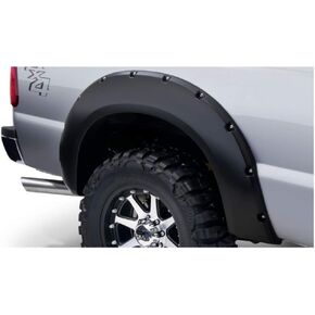 Bushwacker 20084-02 Black Pocket/Rivet Style Smooth Finish Rear Fender Flares for 2011-2016 Ford F-250 & F-350 Super Duty (Excludes Dually)