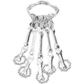 KESYOO Halloween Skull Skeleton Finger Bracelet with Ring Metal Skull Hand Wristband Skeleton Hand Bracelet Women Jewelry for Halloween Costume Accessory