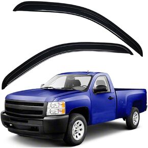 Lightronic WV92326 Outside-Mount Rain Guards, Dark Smoke, 2-Pieces Set, Fits 2007-2013 Chevrolet Silverado & GMC Sierra 1500, 2007-2014 Chevrolet Silverado/GMC Sierra 2500 HD & 3500 HD, Regular Cab