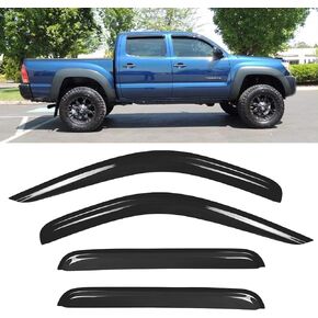 Side Window Wind Deflector, 4pcs Out-Channel Tape-On Nice Rain Guards Set, Window Visor fit for 2005-2015 Toyota Tacoma Extended cab (Access cab) TY4P07