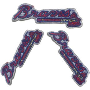 3 Pcs Letter Braves Embroidery Patch Baseball Team Iron-on Sew On Patches for Clothing Jacket Backpack Jeans Sport Decal Gift 3.5 * 1.25 Inch