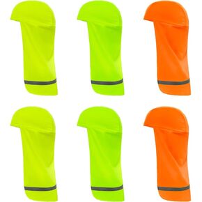 6 Pcs Hard Hat Sun Shade with Reflective Strip Hard Hat Elastic Neck Shade Cooling Skull Cap Sun Neck Protector Quick Dry Neck Cover for Outdoor Activities Fishing Riding