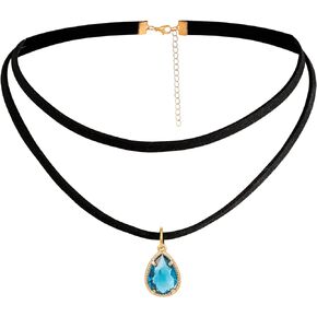 MILAKOO Choker Necklace for Women Multi-layered Velvet Gothic Style Teardrop Pendant Necklace