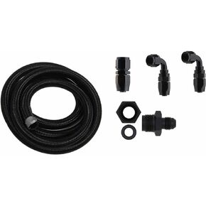 ICT Billet Premium Universal -6AN Power Steering Low Pressure Hose Kit - Nylon braided, Black Anodized, Eliminate hose clamps 551082-PLPH