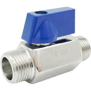 3/8" 304 Stainless Steel Mini Balls Valve 3/8 Inch NPT-Thread Small Shut-Off Valve Male x Male MxM (Pack of 1)