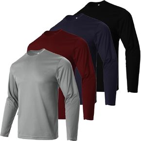 4 Pack Mesh Quick-Dry Long Sleeve Shirt for Man,Moisture Wicking UV Protection Workout Causal Shirt