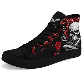 Skulls High Tops Canvas Shoes for Men Women Classic Lace Up Gothic Fashion Sneaker Street Casual Canvas Shoes