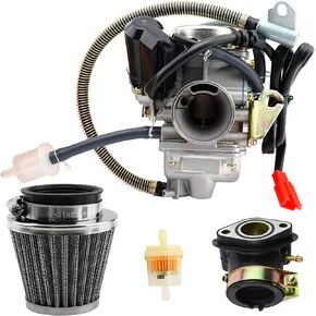 GY6 150cc Carburetor For Carb Scooter Go Kart Howhit and 150cc 125cc,152QMJ 157QMI Roketa SunL Baja EagleChinese Go Kart Carb with Air Filter Intake Manifold