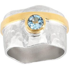 Silpada 'Sensational’ Sterling Silver with 18K Yellow Gold-Plating Blue Topaz Ring