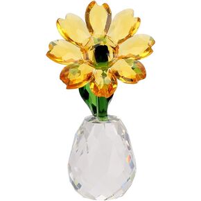 زينة طاولة من الزجاج عباد الشمس الكريستالية من OWNMY لتزيين الطاولة مع صندوق هدايا، باقة من الزجاج الكريستالي قطع مركزية من الزهور لديكور المنزل in Kuwait