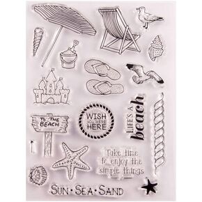1pc Life is a Beach Sun Sea Sand Summer Clear Stamps for Card Making Decoration and DIY Scrapbooking
