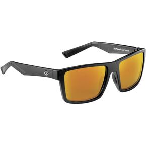 Flying Fisherman Swirl Rectangular Polarized Sunglasses, Matte Black Frame/Amber-Red Mirror Lens, Medium