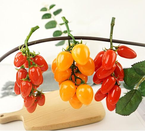 YIKANGHENG 1 String (16 Pcs) Cherry Tomato, Red Artificial Lifelike Fruits for Home and Party Decoration (Red) in Saudi Arabia