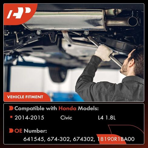 طقم المحول الحفاز لمشعب العادم الأمامي الممتاز A-Premium متوافق مباشرة مع Honda Civic 2014-2015، 1.8L، متوافق مع EPA، استبدال # 18190R1BA00 in Saudi Arabia