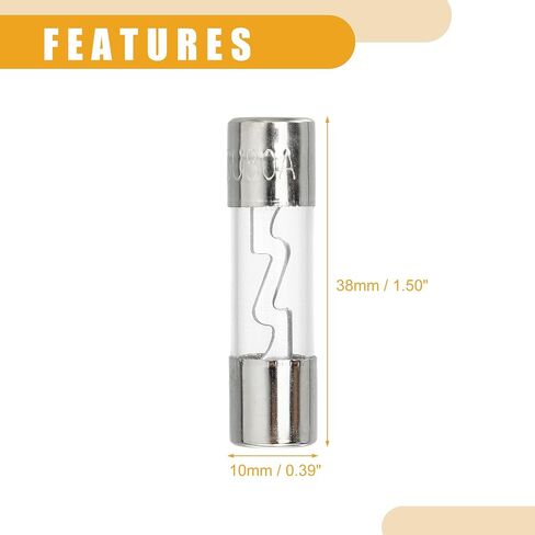 2 قطعة 10x38 مللي متر 0.39x1.50 بوصة 80A Universal AGU Glass Fuse - أنبوب فيوز السيارة حماية الطاقة أنبوب زجاجي - معدن فضي اللون in Kuwait