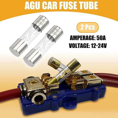 2 قطعة 10x38 مللي متر 0.39x1.50 بوصة 80A Universal AGU Glass Fuse - أنبوب فيوز السيارة حماية الطاقة أنبوب زجاجي - معدن فضي اللون in Kuwait