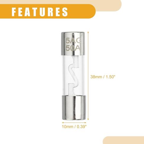 2 قطعة 10x38 مللي متر 0.39x1.50 بوصة 80A Universal AGU Glass Fuse - أنبوب فيوز السيارة حماية الطاقة أنبوب زجاجي - معدن فضي اللون in Kuwait