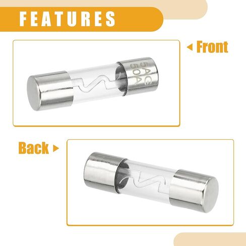 2 قطعة 10x38 مللي متر 0.39x1.50 بوصة 80A Universal AGU Glass Fuse - أنبوب فيوز السيارة حماية الطاقة أنبوب زجاجي - معدن فضي اللون in Kuwait
